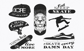 7 creative skate element vector
